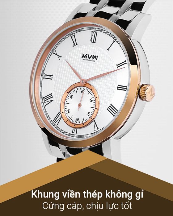 Đồng hồ nam MWW MS049-01 có khung viền thép không gỉ cứng cáp