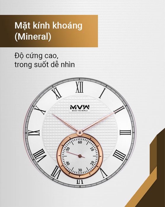 Đồng hồ nam MWW MS049-01 có mặt kính khoáng trong suốt