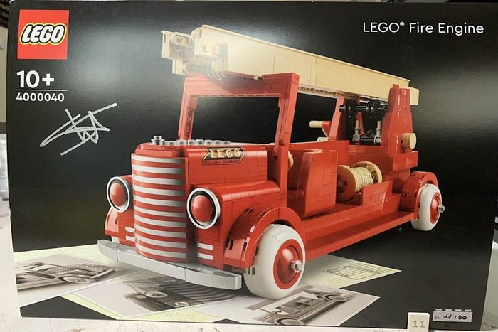 A photo of the LEGO Fire Engine (2023), one of the most valuable LEGO toys, is displayed.