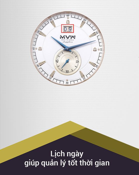 Đồng hồ nam MVW ML048-01 có thêm ô lịch ngày tiện lợi