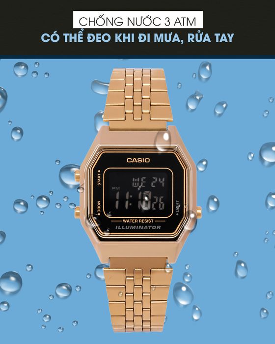 Đồng hồ Unisex Casio LA680WGA-1BDF có hệ số chống nước 3 ATM