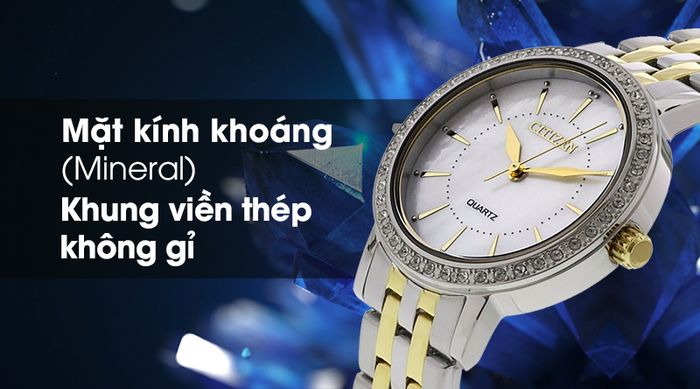 Đồng hồ nữ Citizen EL3044-89D có lớp vỏ ngoài bền chắc