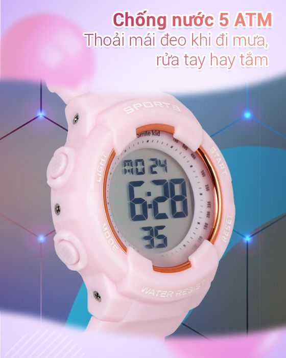 Đồng hồ trẻ em Smile Kid SL067-02 có hệ số chống nước 5 ATM