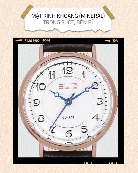 Đồng hồ Nữ Elio EL076-02 có mặt kính trong suốt