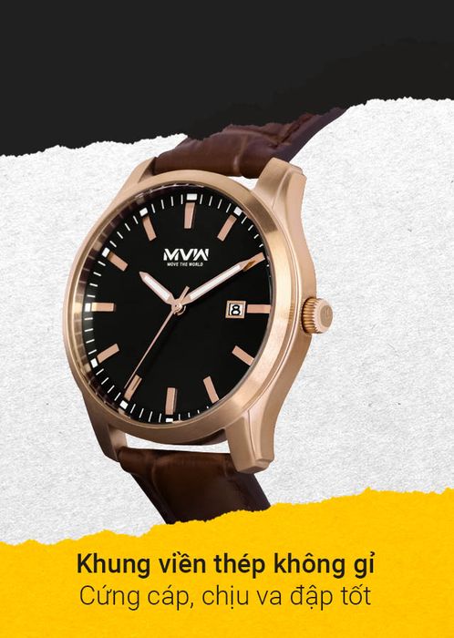 Đồng hồ Nam MWW ML037-01 có khung viền thép không gỉ