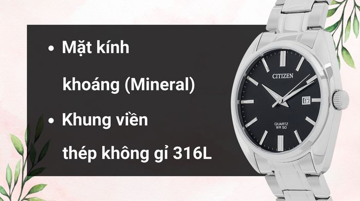 Chất liệu mặt kính và khung viền của mẫu đồng hồ