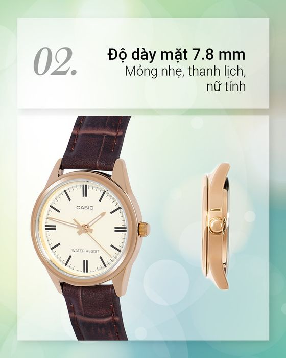 Đồng hồ Nữ Casio LTP-V005GL-9AUDF mỏng nhẹ và nữ tính