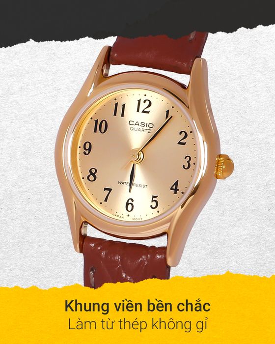 Đồng hồ nữ Casio LTP-1094Q-9BRDF có khung viền thép không gỉ bền bỉ