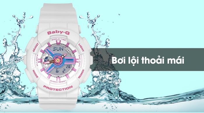 Đồng hồ nữ Baby-G BA-110NR-8ADR có hệ số chống nước 10 ATM