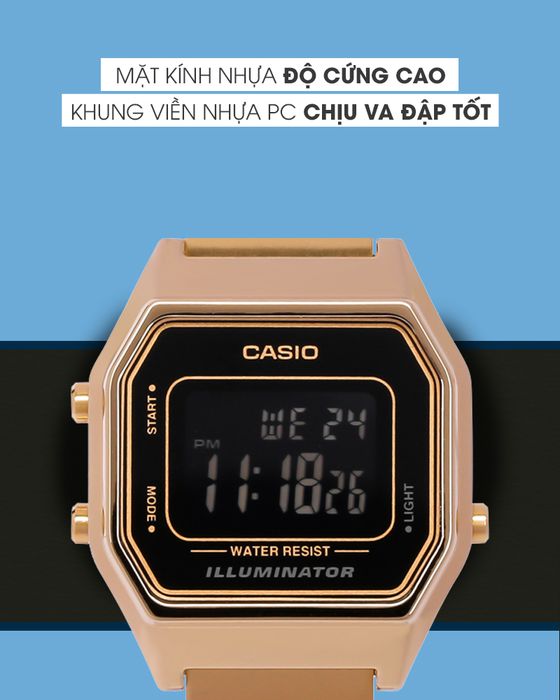 Đồng hồ Unisex Casio LA680WGA-1BDF chịu va đập tốt