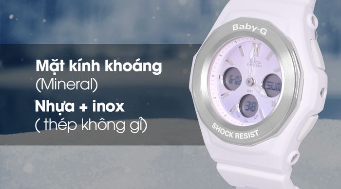 Đồng hồ nữ Baby-G BGA-100ST-4ADR có mặt kính bền chắc, khung viền chắc chắn