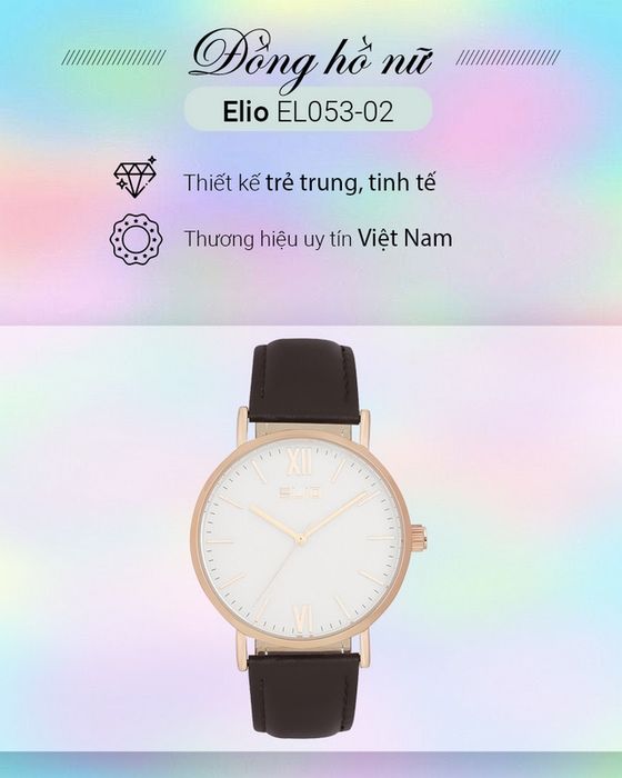 Đồng hồ Nữ Elio EL053-02 với thiết kế đơn giản, trẻ trung
