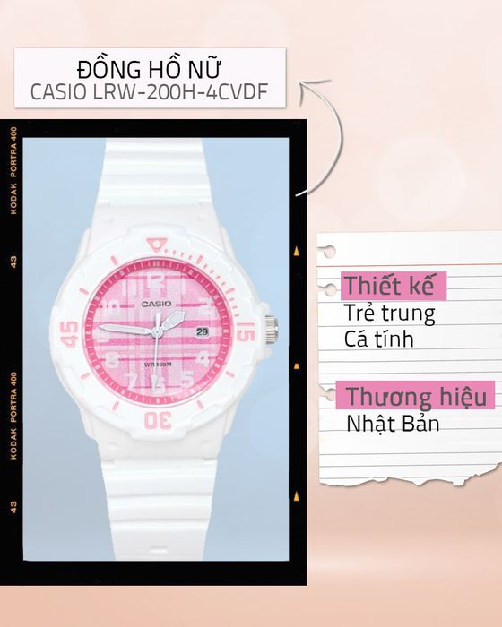 Tổng quan về Đồng hồ Nữ Casio LRW-200H-4CVDF có dây đeo nhựa