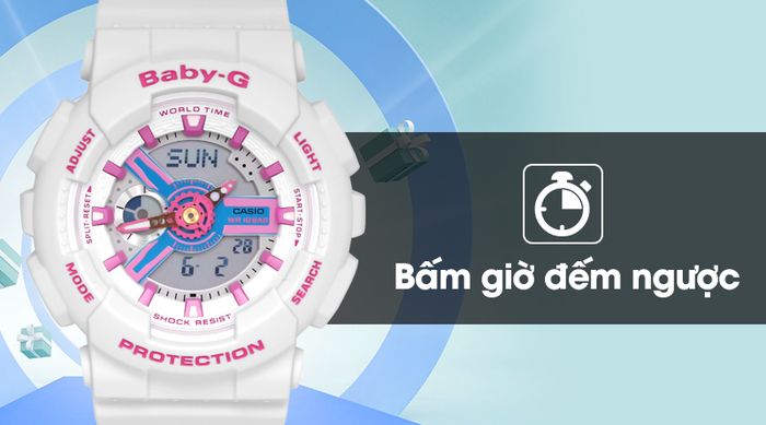 Đồng hồ Nữ Baby-G BA-110NR-8ADR trang bị tính năng bấm giờ đếm ngược