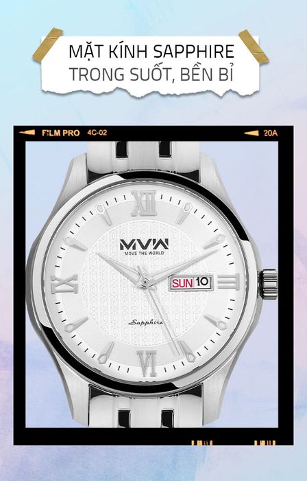 Đồng hồ nam MVW MS063-01 có mặt kính Sapphire với độ cứng cực cao