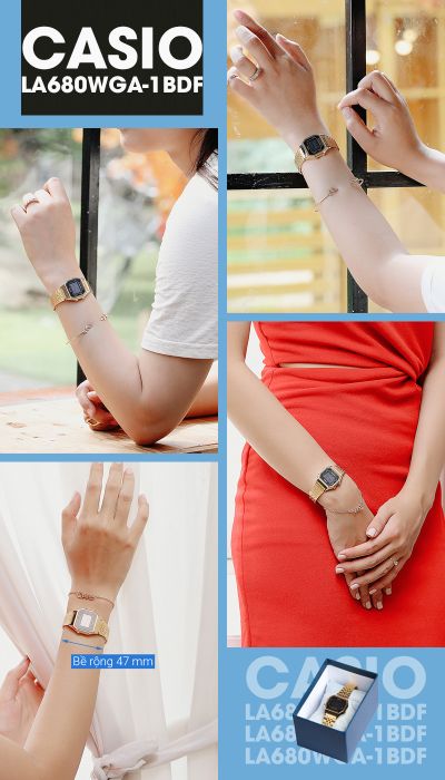 Đồng hồ Unisex Casio LA680WGA-1BDF năng động, trẻ trung