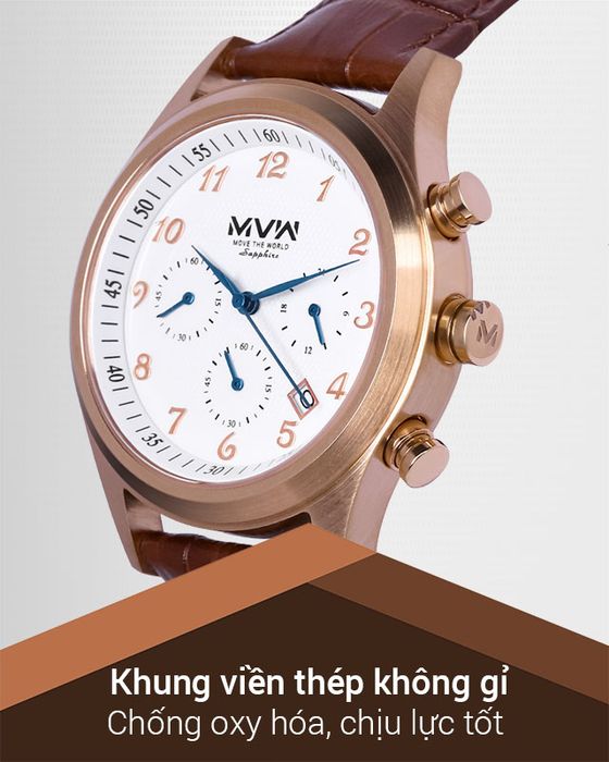 Đồng hồ nam MVW ML047-01 có khung viền bền bỉ, chắc chắn