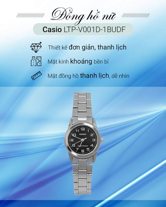 Đồng hồ nữ Casio LTP-V001D-1BUDF có thiết kế trẻ trung