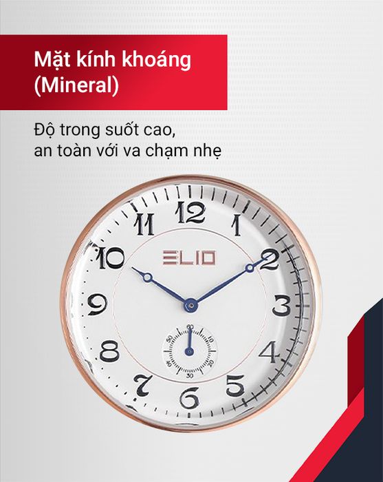 Đồng hồ nam Elio EL076-01 có mặt kính khoáng cứng cáp