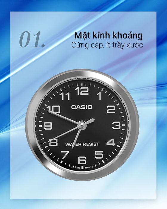 Đồng hồ nữ Casio LTP-V001D-1BUDF có mặt kính khoáng cứng cáp