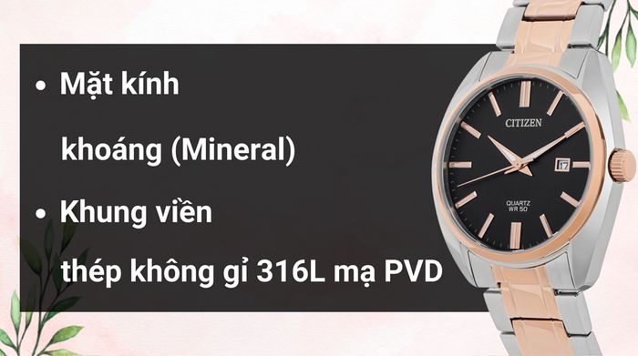Chất liệu mặt kính và khung viền của mẫu đồng hồ