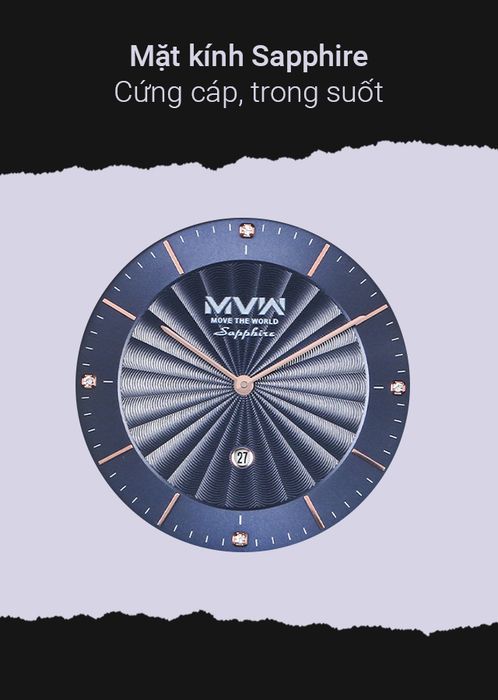 Mặt kính sapphire cứng cáp của đồng hồ Nam MVW ML054-01