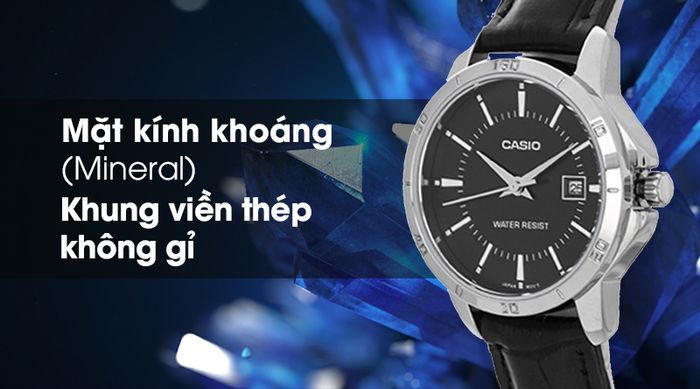 Đồng hồ nữ Casio LTP-V004L-1AUDF có mặt kính trong suốt, khung viền chống oxi hóa