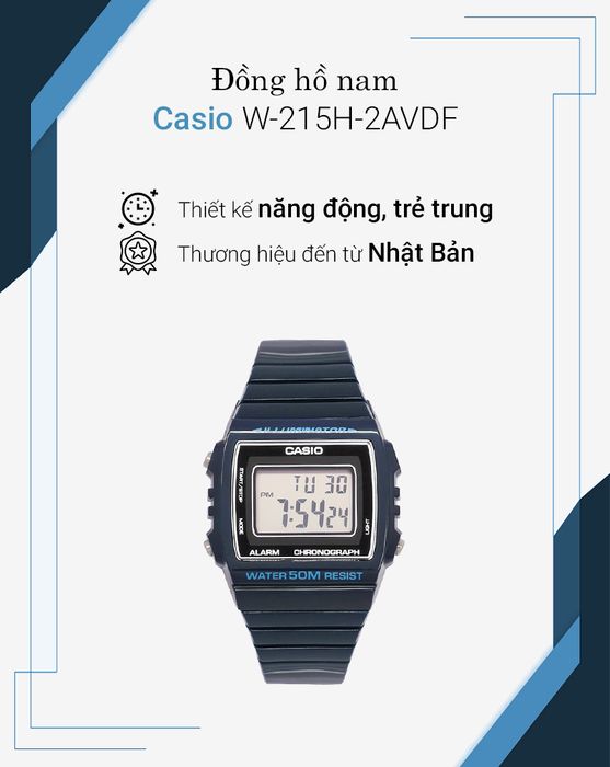 Tổng quan Đồng hồ Nam Casio W-215H-2AVDF
