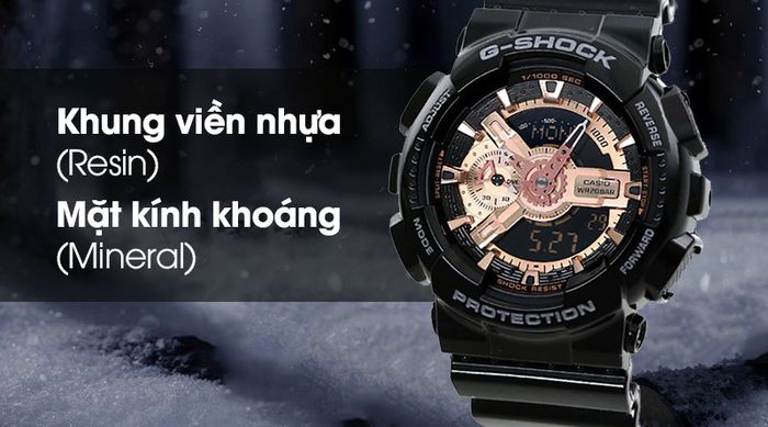 Đồng hồ nam G-Shock GA-110MMC-1ADR có mặt kính khoáng, khung viền bằng nhựa Resin