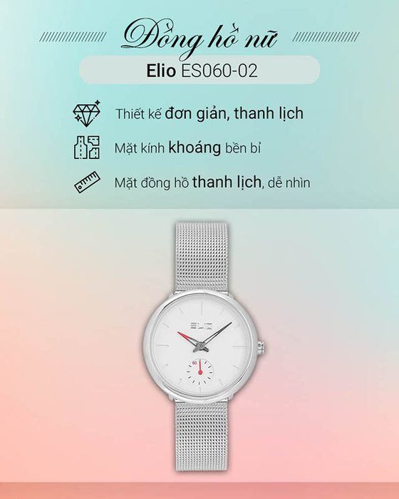 Đồng hồ Nữ Elio ES060-02 có thiết kế thanh lịch