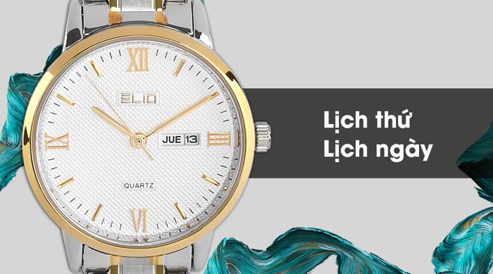 Đồng hồ nữ Elio ES025-C2 được trang bị lịch thứ, lịch ngày tiện lợi