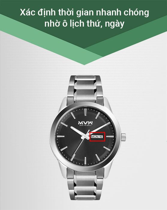 Đồng hồ Nam MWW MS058-01 hỗ trợ tiện ích lịch thứ, lịch ngày