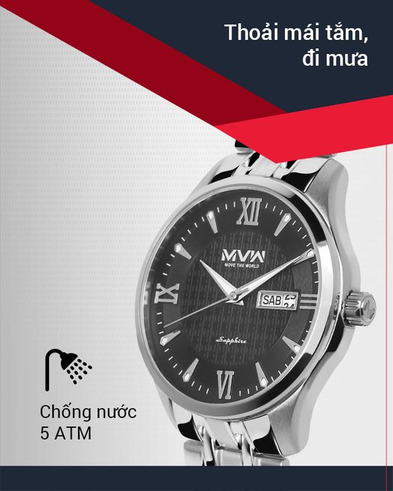 Đồng hồ nam MVW MS063-02 có hệ số chống nước 5 ATM