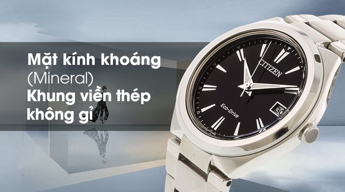 Đồng hồ nữ Citizen FE6020-56F - Eco-Drive có mặt kính cứng cáp, khung viền chắc chắn
