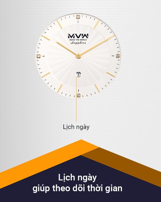 Đồng hồ Nam MVW MS070-01 trang bị ô lịch ngày tiện lợi