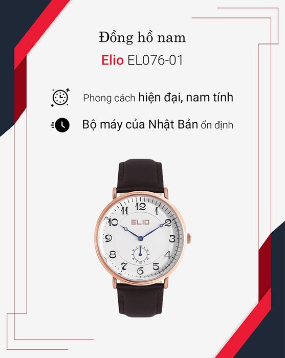 Đồng hồ nam Elio EL076-01 có thiết kế trẻ trung