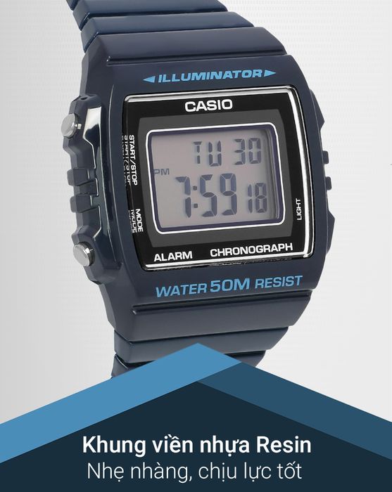 Đồng hồ Nam Casio W-215H-2AVDF có khung viền chắc chắn