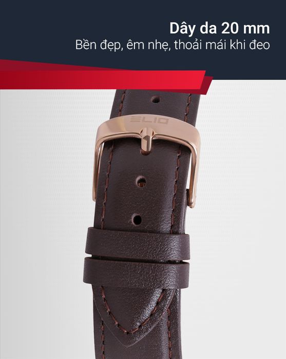 Đồng hồ nam Elio EL076-01 có dây đeo da êm ái