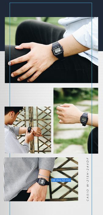Trên tay đồng hồ Nam Casio W-215H-2AVDF