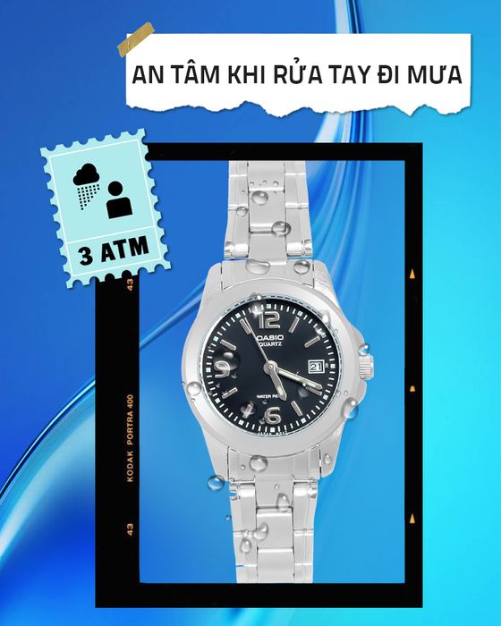 Đồng hồ nữ Casio LTP-1215A-1ADF có hệ số chống nước 3 ATM