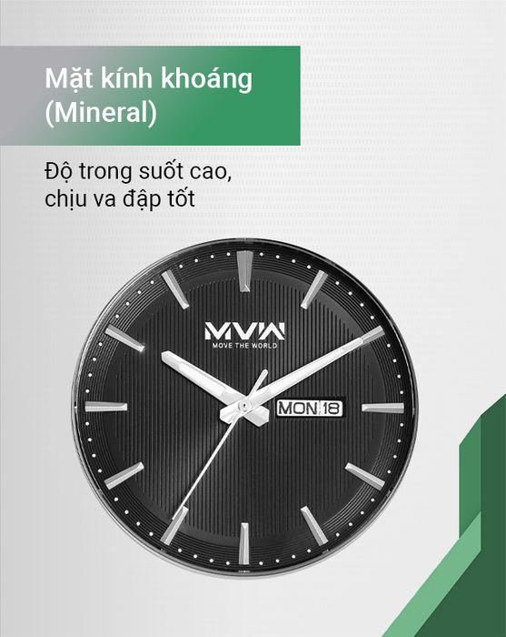 Đồng hồ Nam MWW MS058-01 có mặt kính khoáng trong suốt