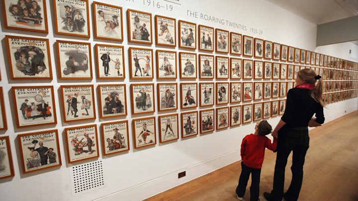 Exhibited in 2011, Rockwell's covers from 'The Saturday Evening Post' showcase his timeless artistry.