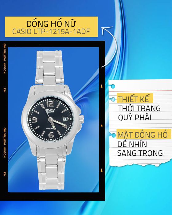 Đồng hồ nữ Casio LTP-1215A-1ADF có thiết kế nữ tính