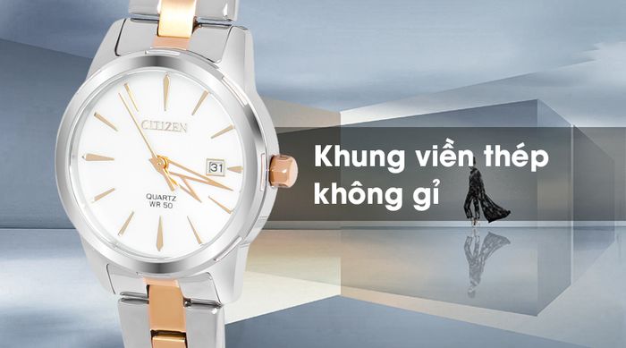 Đồng hồ nữ Citizen EU6074-51D có khung viền chống ăn mòn
