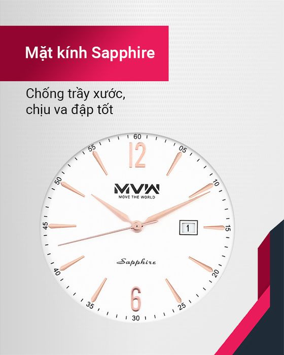 Đồng hồ Nam MVW MS069-01 được thiết kế với mặt kính Sapphire sang trọng