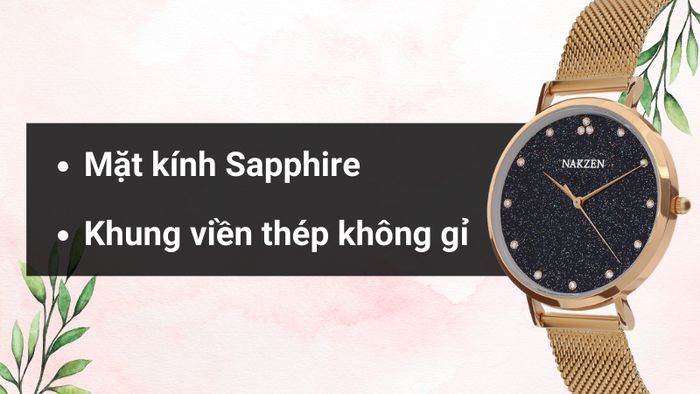 Chất liệu mặt kính và khung viền của mẫu đồng hồ
