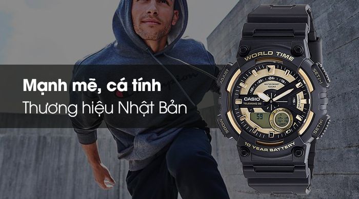 Đồng hồ nam Casio AEQ-110BW-9AVDF sở hữu thiết kế trẻ trung và cá tính