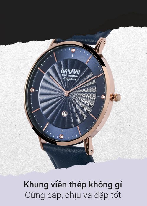 Khung viền thép không gỉ cứng cáp của đồng hồ Nam MVW ML054-01