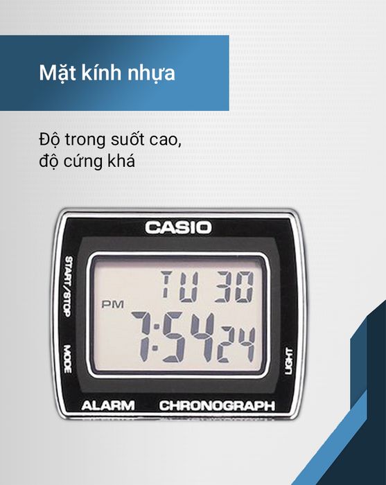 Đồng hồ Nam Casio W-215H-2AVDF có mặt kính trong suốt
