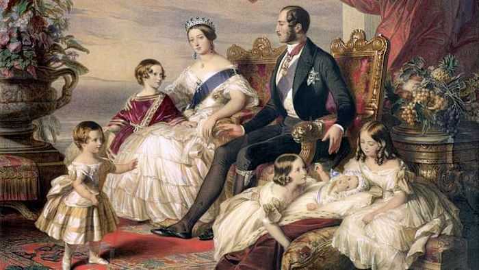 In 1846, Queen Victoria and Prince Albert were captured in a portrait with five of their offspring.